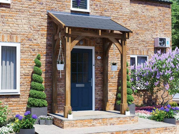7x5 Thunderdam Pent Wooden Entrance Porch Canopy Full Height