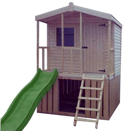 Chalet Cabin Playhouse with Veranda & slide