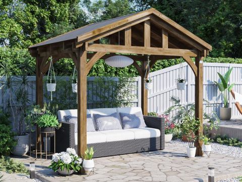 Erin Gazebo with Dome - Solid Wall Panels & Front Panel