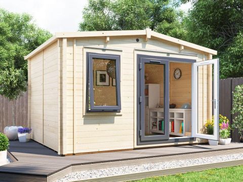 13x10 Rhine with uPVC Insulated Log Cabin (62mm)