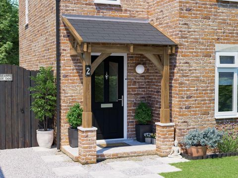 Thunderdam Wooden Porch Canopy With Balustrades
