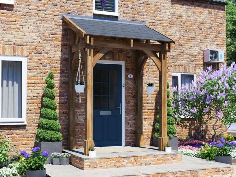 Thunderdam Wooden Porch Canopy With Balustrades
