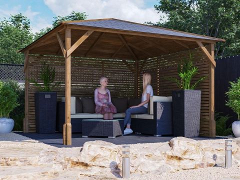 Utopia Slatted Wall Wooden Pergola
