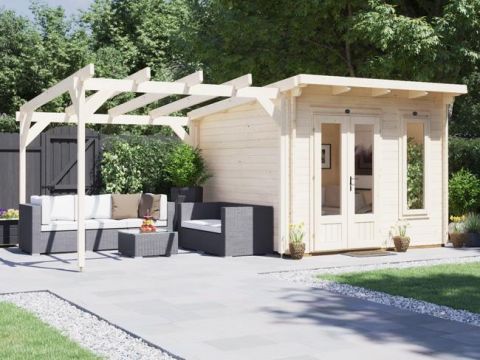 20x10 Vampire Log Cabin with Pergola (45mm)