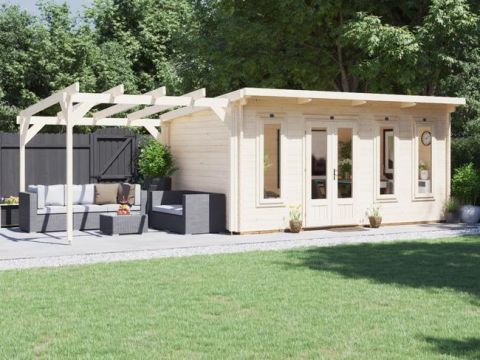 27x10 Vampire Log Cabin with Pergola (45mm)