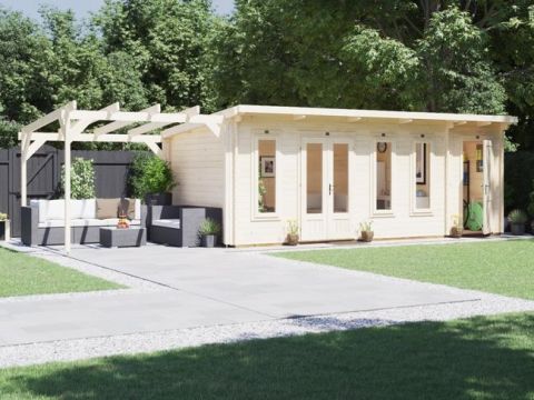 Evil Vampire 45mm Log Cabin with Store Room & Pergola.