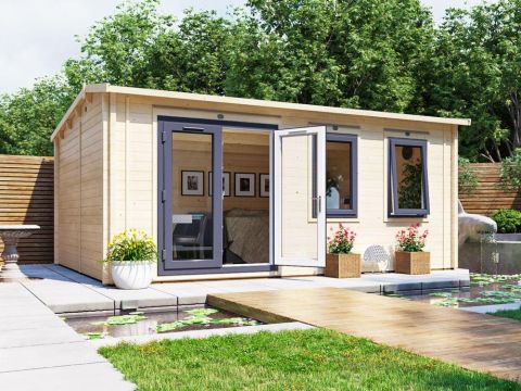 18x10 Modetro with uPVC Insulated Log Cabin (62mm)