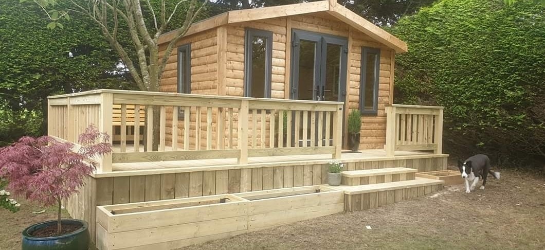 Finished garden office with uPVC in Anthracite grey